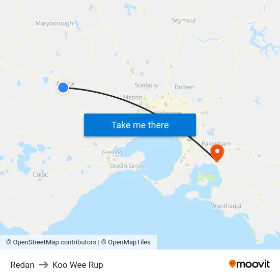 Redan to Koo Wee Rup map