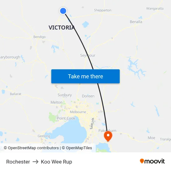 Rochester to Koo Wee Rup map