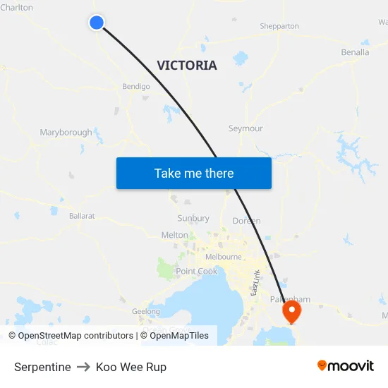 Serpentine to Koo Wee Rup map