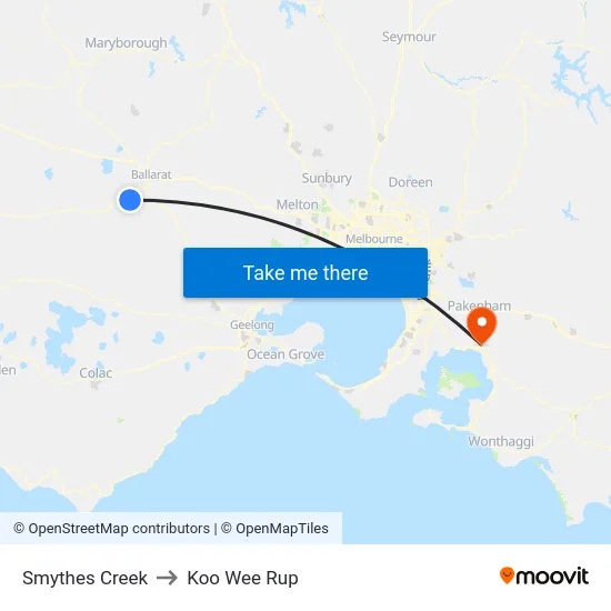 Smythes Creek to Koo Wee Rup map