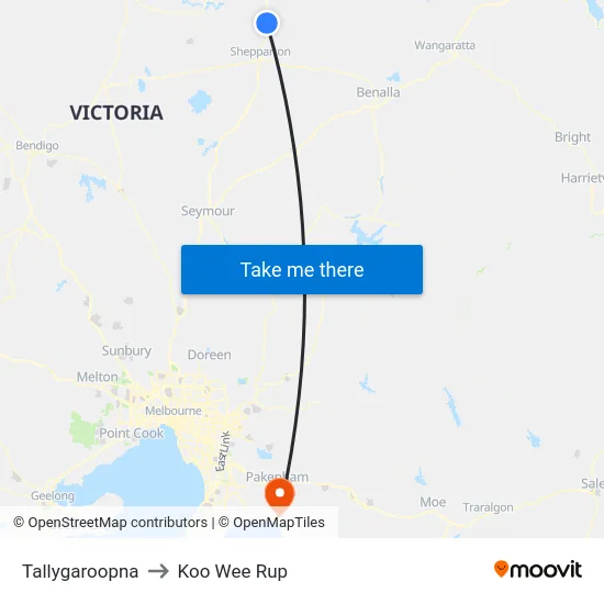 Tallygaroopna to Koo Wee Rup map