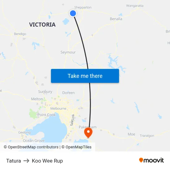Tatura to Koo Wee Rup map