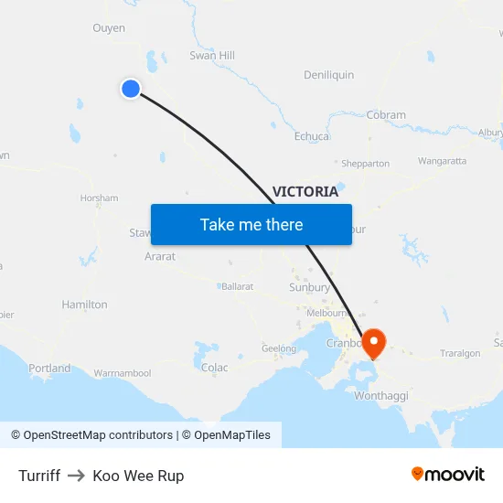 Turriff to Koo Wee Rup map