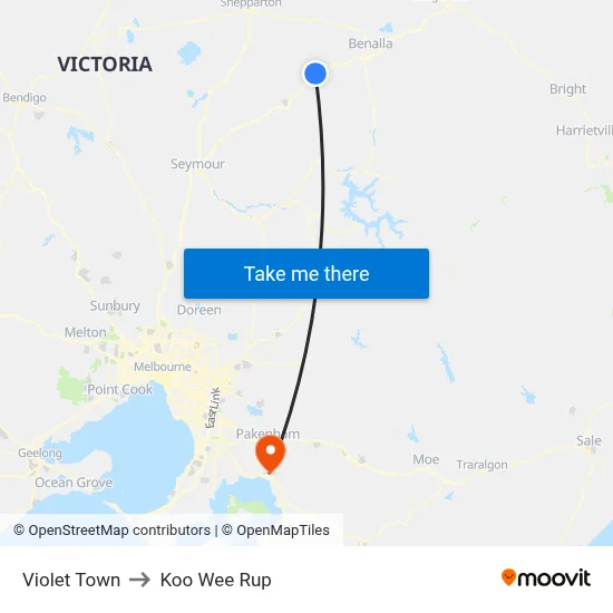Violet Town to Koo Wee Rup map