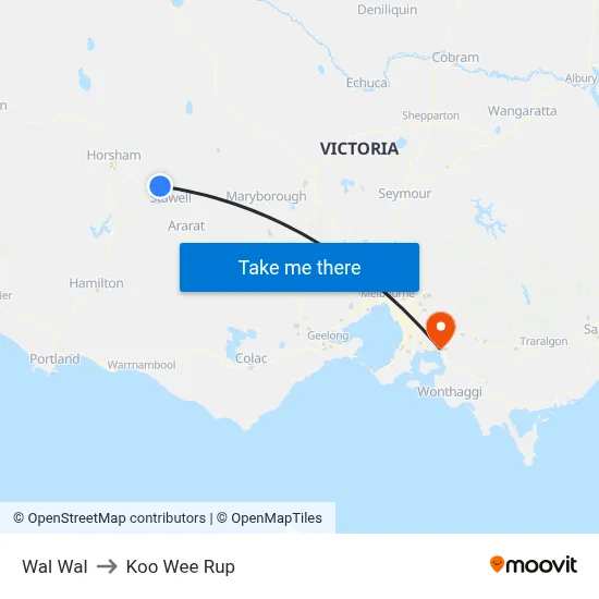 Wal Wal to Koo Wee Rup map