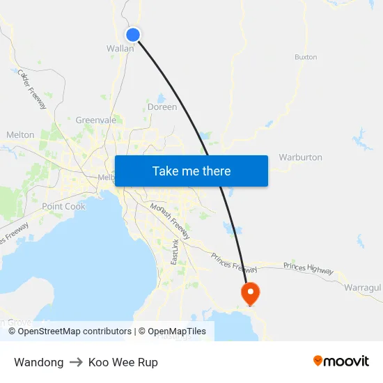 Wandong to Koo Wee Rup map