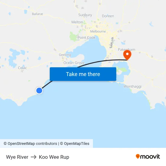 Wye River to Koo Wee Rup map