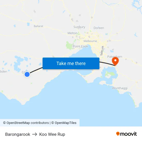 Barongarook to Koo Wee Rup map