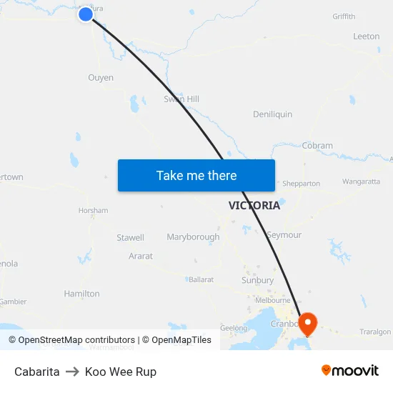 Cabarita to Koo Wee Rup map