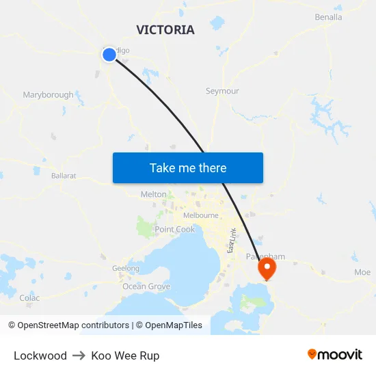Lockwood to Koo Wee Rup map