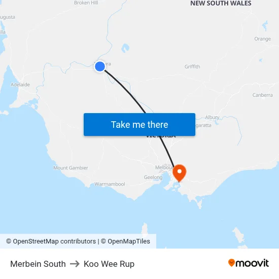 Merbein South to Koo Wee Rup map