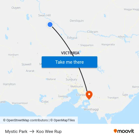 Mystic Park to Koo Wee Rup map