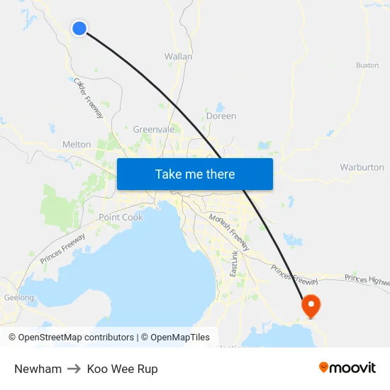 Newham to Koo Wee Rup map