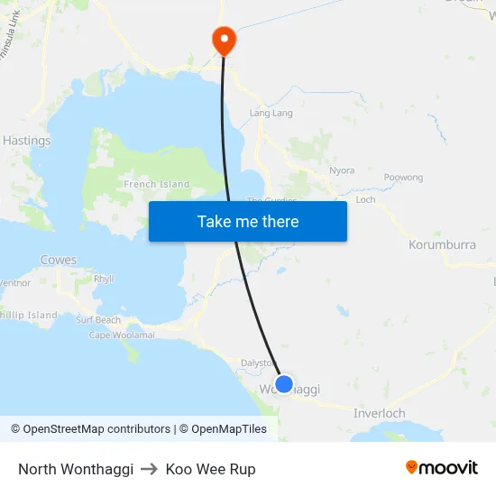 North Wonthaggi to Koo Wee Rup map