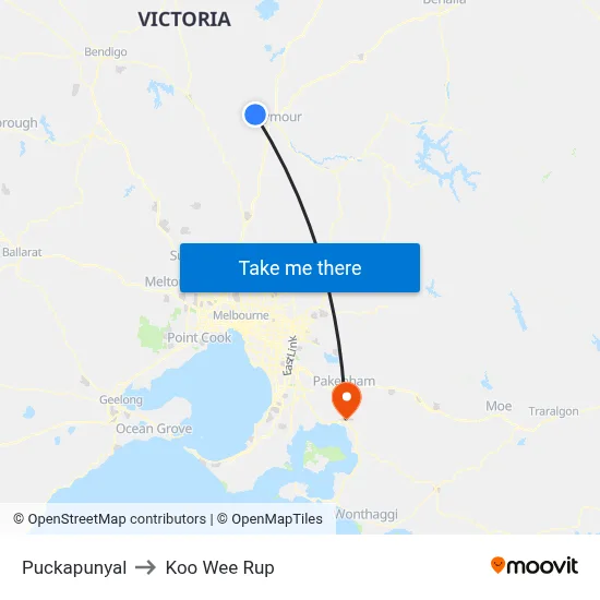 Puckapunyal to Koo Wee Rup map