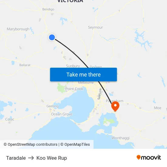 Taradale to Koo Wee Rup map