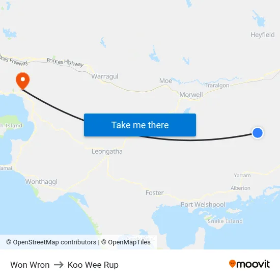 Won Wron to Koo Wee Rup map