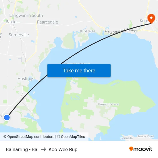 Balnarring - Bal to Koo Wee Rup map