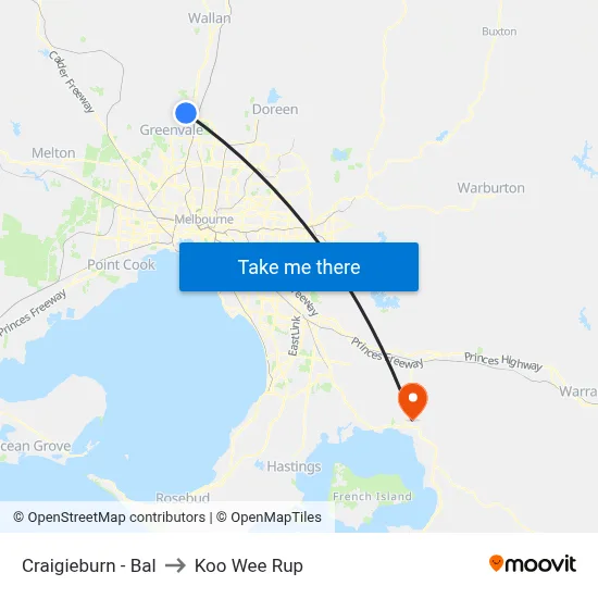 Craigieburn - Bal to Koo Wee Rup map