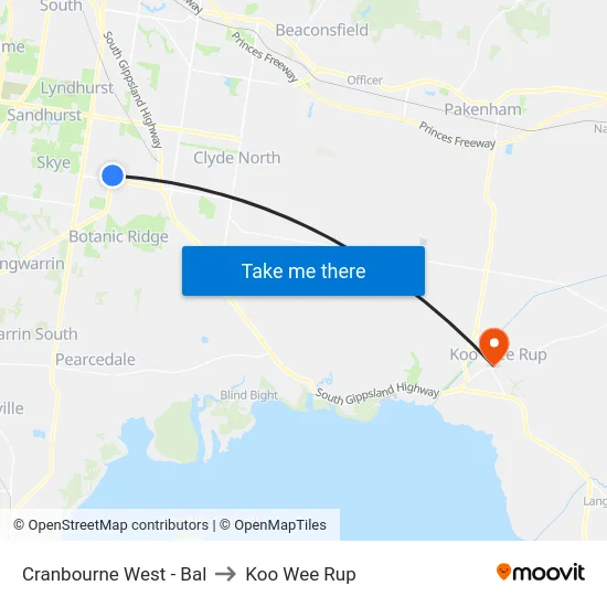 Cranbourne West - Bal to Koo Wee Rup map