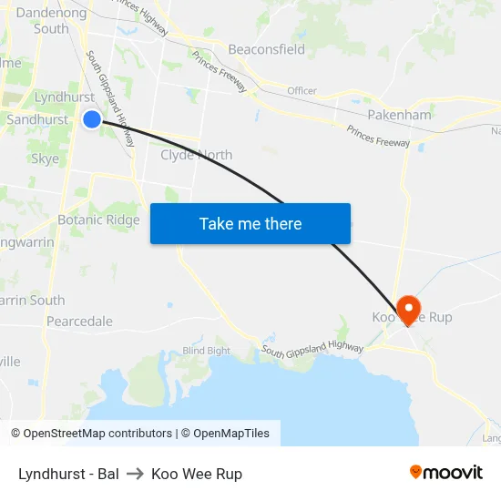 Lyndhurst - Bal to Koo Wee Rup map