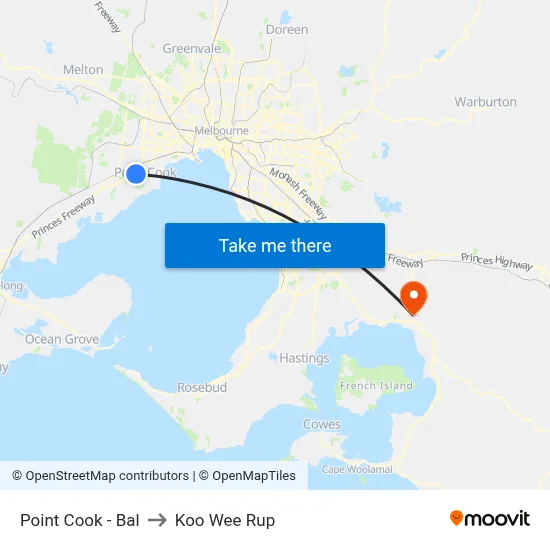 Point Cook - Bal to Koo Wee Rup map