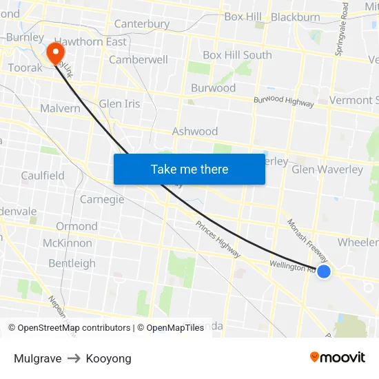 Mulgrave to Kooyong map