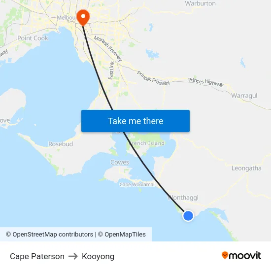 Cape Paterson to Kooyong map