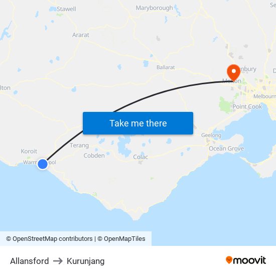 Allansford to Kurunjang map