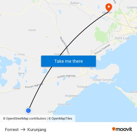 Forrest to Kurunjang map