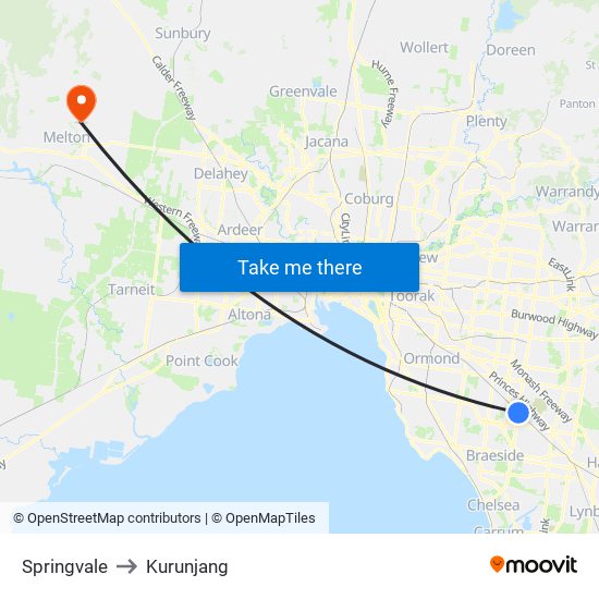 Springvale to Kurunjang map