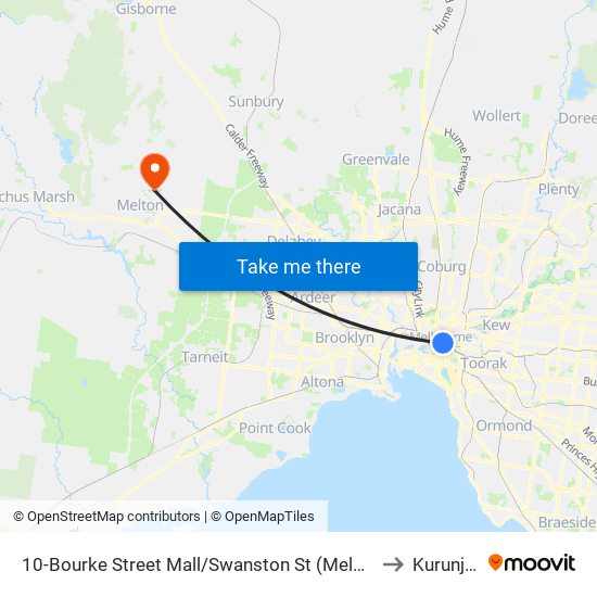 10-Bourke Street Mall/Swanston St (Melbourne City) to Kurunjang map