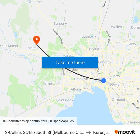 2-Collins St/Elizabeth St (Melbourne City) to Kurunjang map