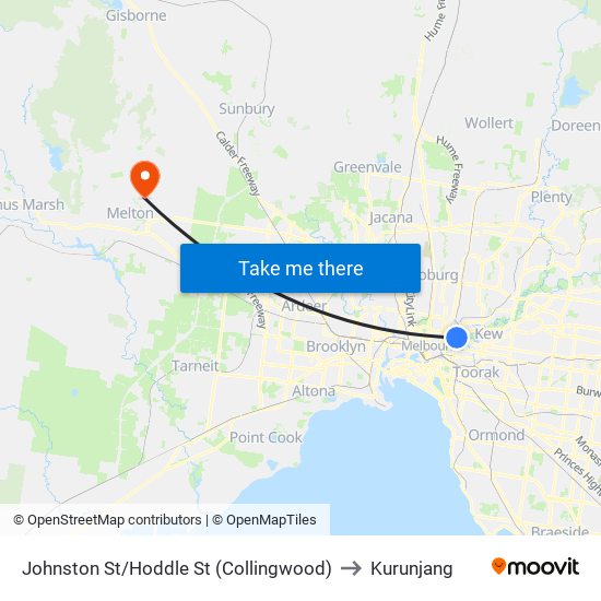 Johnston St/Hoddle St (Collingwood) to Kurunjang map