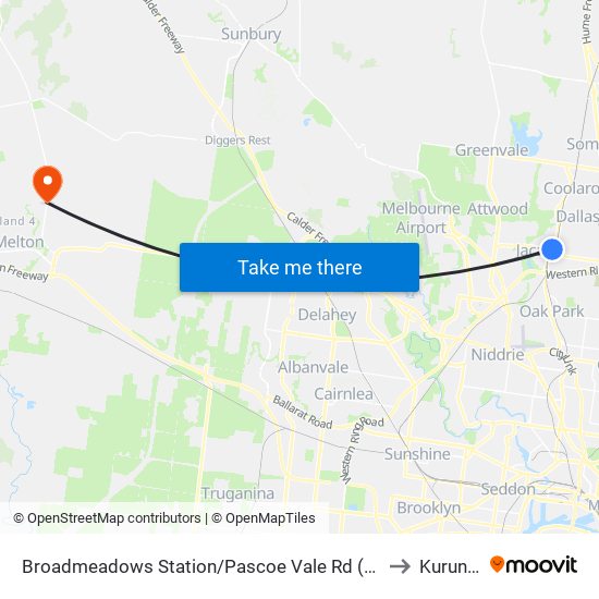 Broadmeadows Station/Pascoe Vale Rd (Broadmeadows) to Kurunjang map