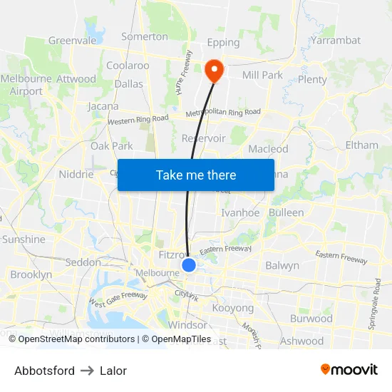 Abbotsford to Lalor map
