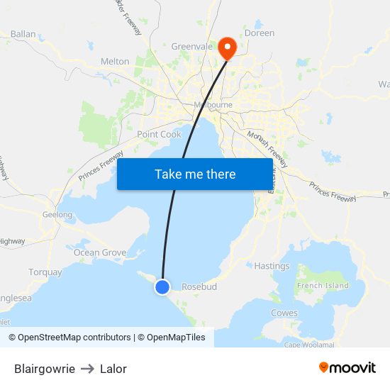 Blairgowrie to Lalor map