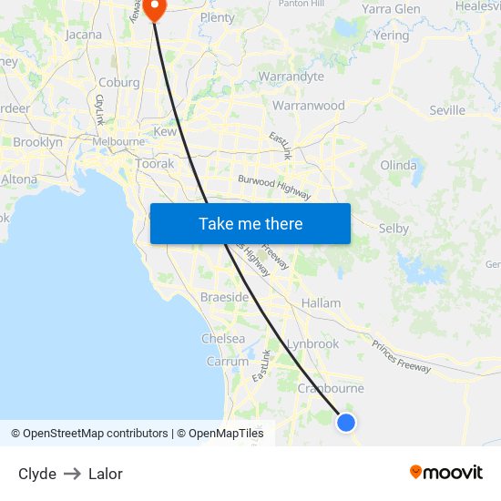 Clyde to Lalor map