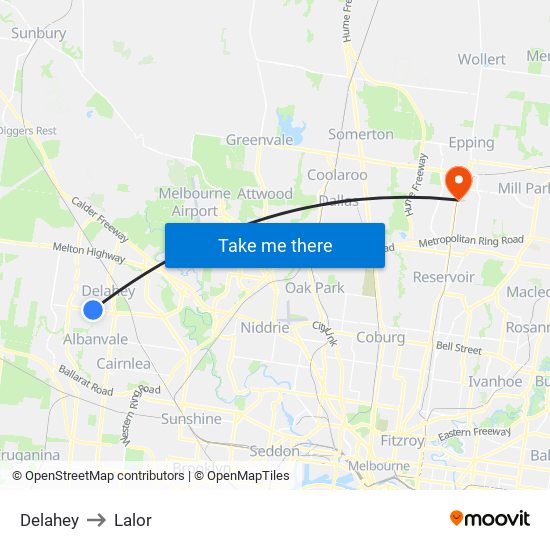 Delahey to Lalor map