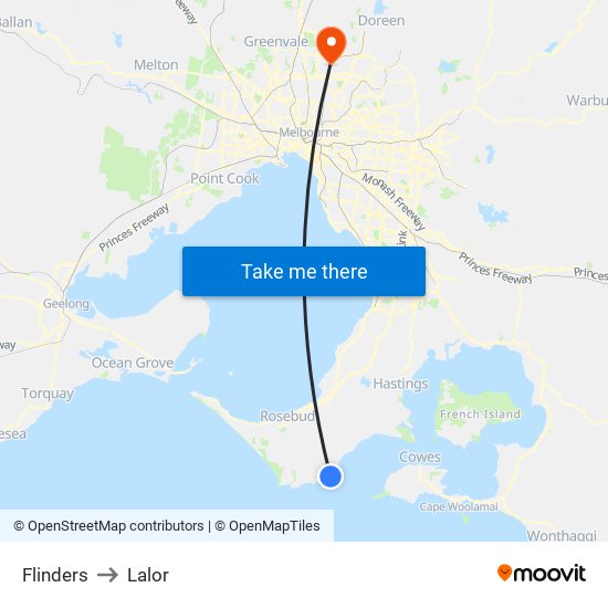 Flinders to Lalor map