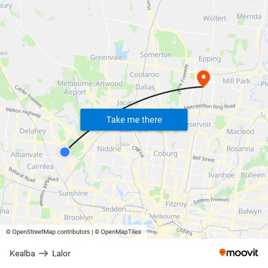 Kealba to Lalor map