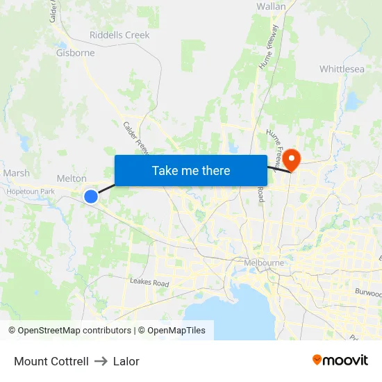 Mount Cottrell to Lalor map