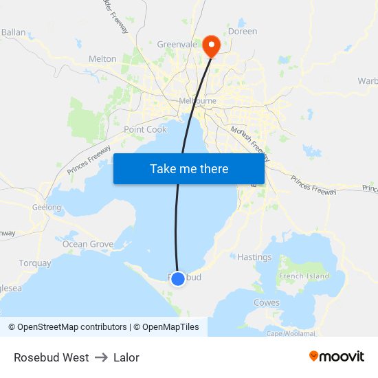 Rosebud West to Lalor map