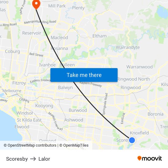 Scoresby to Lalor map