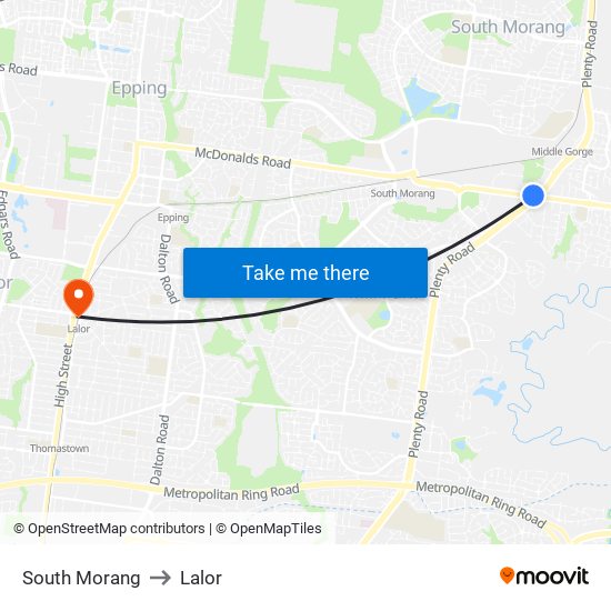 South Morang to Lalor map