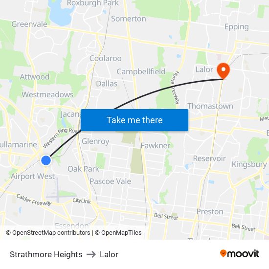 Strathmore Heights to Lalor map