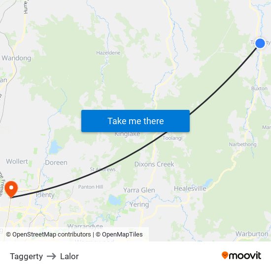 Taggerty to Lalor map