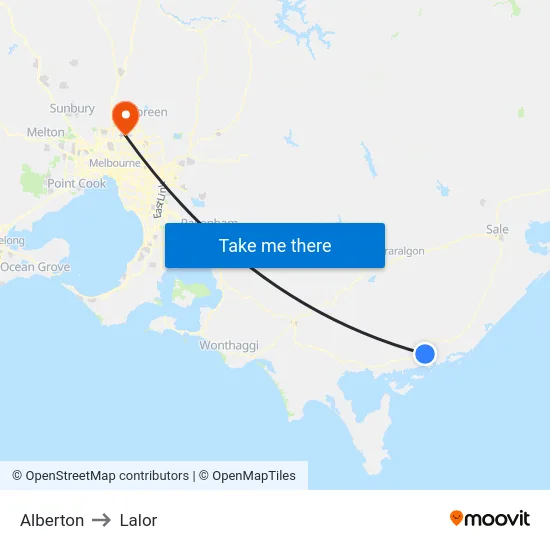 Alberton to Lalor map