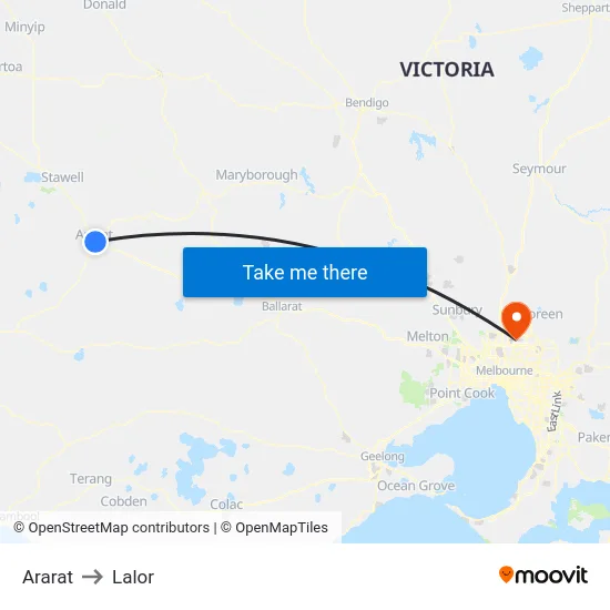 Ararat to Lalor map