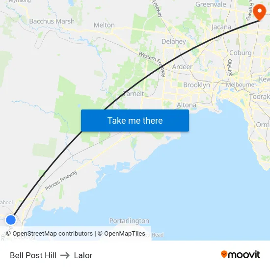 Bell Post Hill to Lalor map